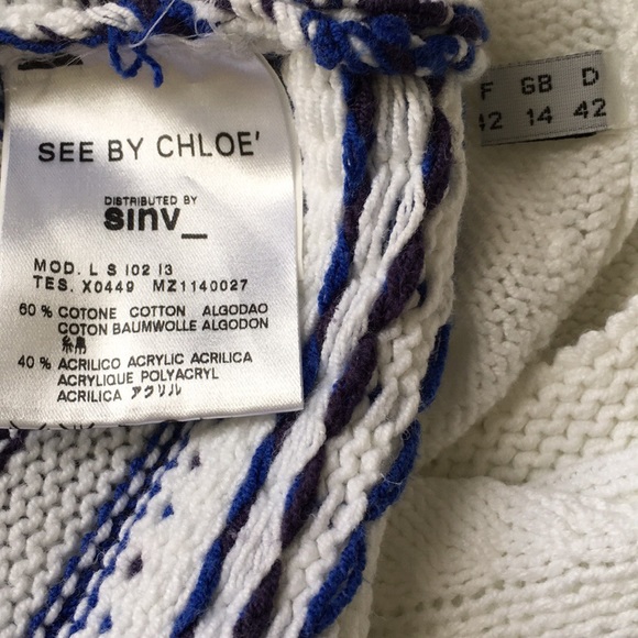 See By Chloe Oversized Cropped Knit Sweater Striped XL - Picture 10 of 12